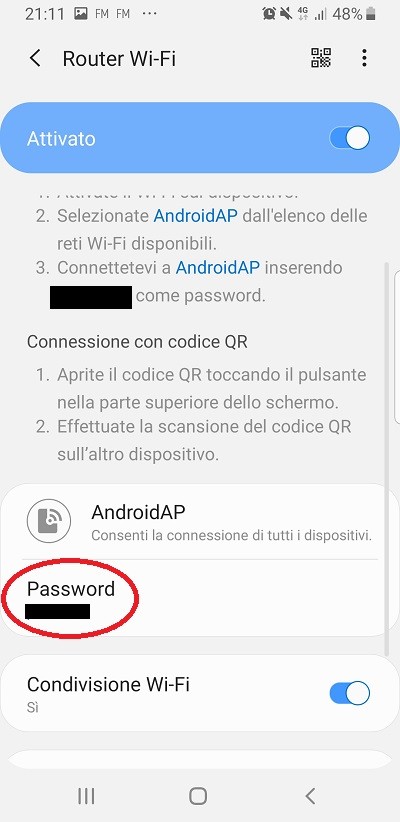 password hot spot Android